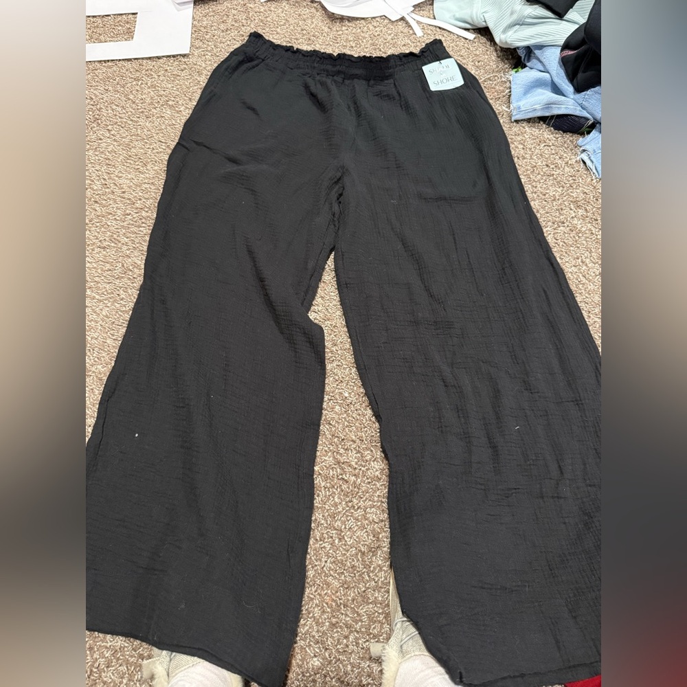 Shade & Shore Black Wide-Leg gauze  Pants L